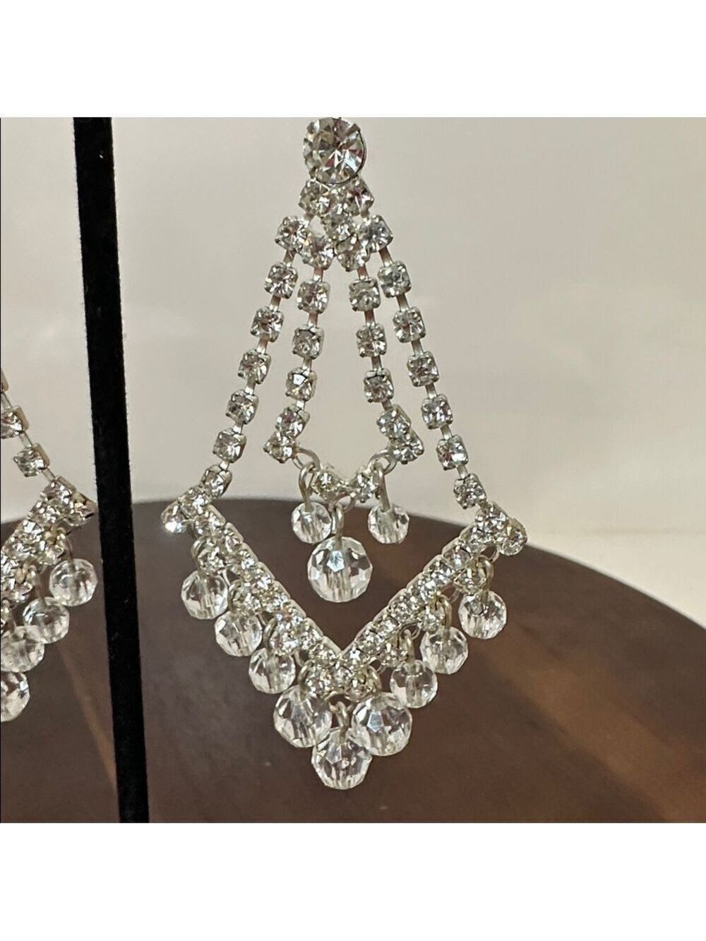 Vintage Style Rhinestone Chandelier Earrings | Crystal Drop Dangle | Bridal Glam - Picture 5 of 5